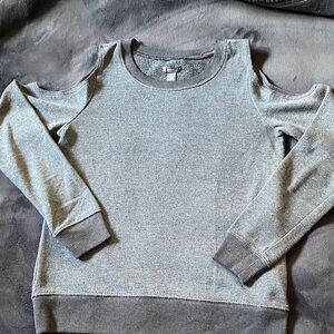aerie Gray Cold Shoulder Crewneck Sweater